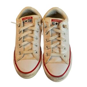Youth Size 2 Converse Cream and Red Chuck Taylor Sneakers
